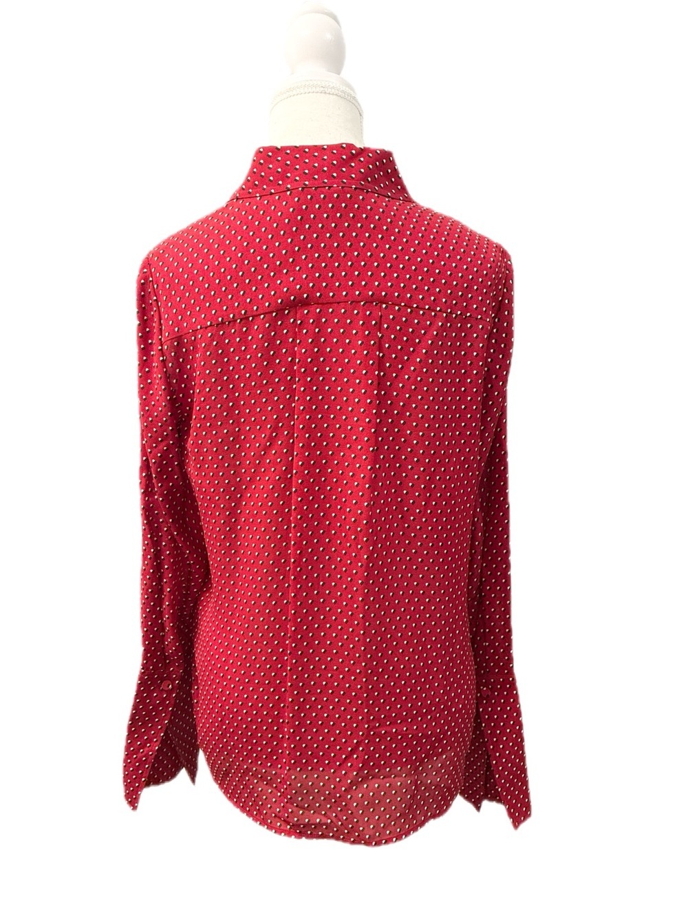 Frame NWOT Red Black & White Polka Dot Silk Button Down Shirt Size Small - Picture 3 of 6